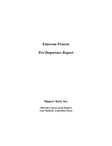 Emerson Process Pre-Departure Report Slippery Rock, Inc.