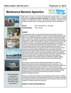 Maintenance Mechanic Apprentice