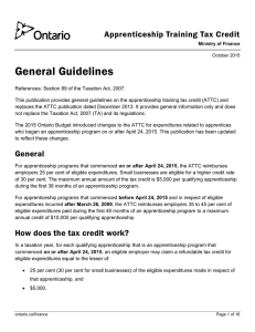 General Guidelines - Apprenticeship Training Tax Credit