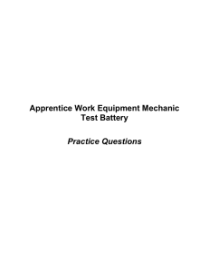 Apprentice Work Equipment Mechanic Test Battery Practice Questions