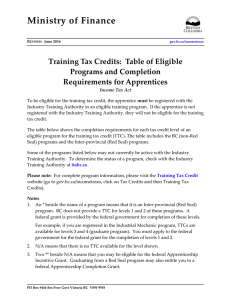 Training Tax Credits: Table of Eligible Programs and Completion