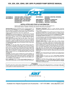 Pump service manual for 1DX, 2DX, 3DX, 3DNX, 3SP, 3SPX