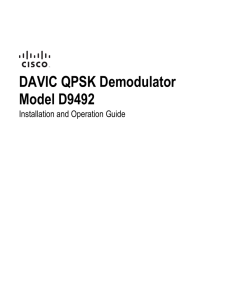 DAVIC QPSK Demodulator Model D9492 Installation and