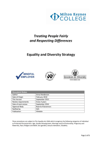 Treating People Fairly and Respecting Differences Equality and