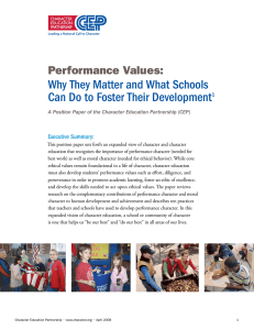 Performance Values Position Paper