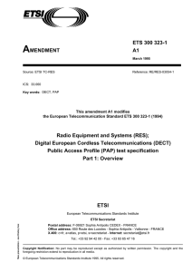 Amendment to ETS 300 323-1