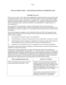 Explanatory Notes – Life Insurance Policy Exemption Test