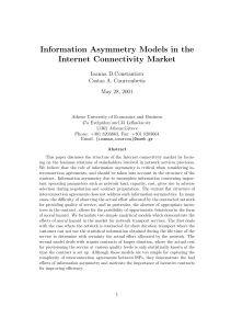 Information Asymmetry Models in the Internet Connectivity Market