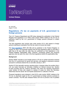 Regulations: 2% tax on payments of US government to