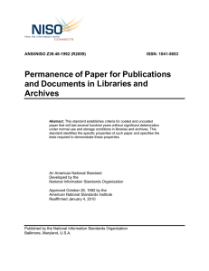 ANSI/NISO Z39.48-1992 (R2009), Permanence of Paper for