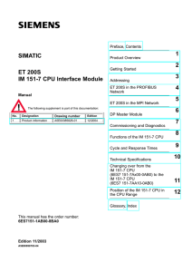 SIMATIC ET 200S IM 151-7 CPU Interface Module