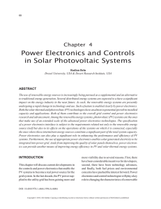 Power Electronics and Controls in Solar Photovoltaic Systems