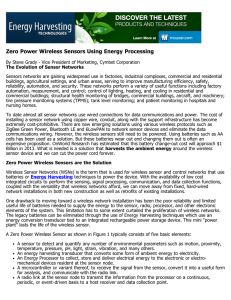 Zero Power Wireless Sensors Using Energy Processing