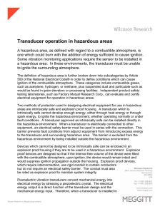 Transducer operation in hazardous areas