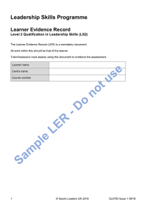 sample Learner Evidence Record (LER)