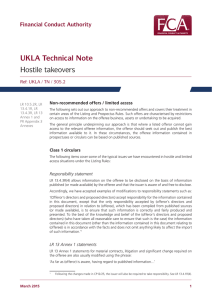 UKLA Technical Note 305.2 - Hostile takeovers