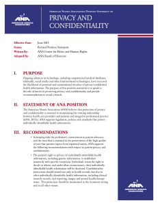 Position Statement: Privacy and Confidentiality