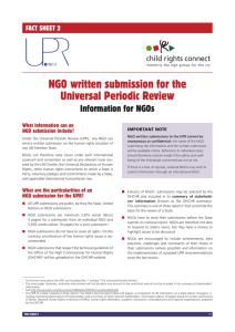NGO written submission for the Universal Periodic Review
