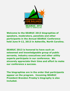 SEARUC 2013 Bios - North Carolina Utilities Commission