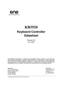 KB3920 Keyboard Controller Datasheet