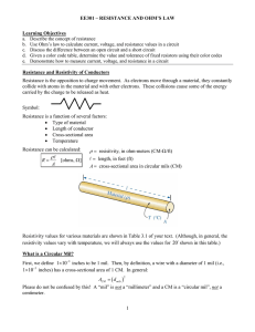 Resistance and Ohm`s Law Notes