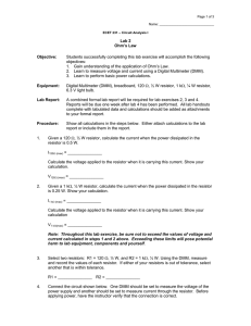 Lab 2 Ohm`s Law Objective