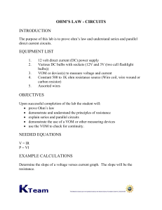 OHM`S LAW - CIRCUITS INTRODUCTION EQUIPMENT LIST