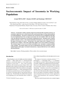 Socioeconomic Impact of Insomnia in Working Populations