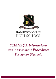 2014 NZQA Information and Assessment Procedures For Senior