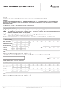 Chronic Illness Benefit application form 2016