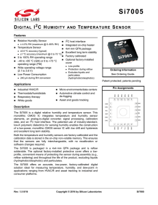 Si7005 Data Sheet -- Digital I2C Humidity and Temperature Sensor