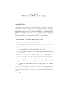 PHYS 536 The Golden Rules of Op Amps Introduction