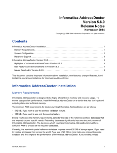 Informatica AddressDoctor Version 5.6.0 Release Notes