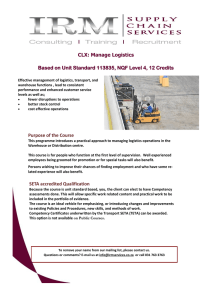 Manage Logistics Based on Unit Standard 113835
