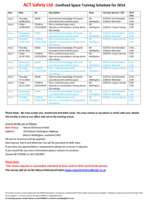 Confined Space Training Schedule for 2014