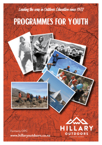 Programmes for youth - Hillary Outdoors Education Centres