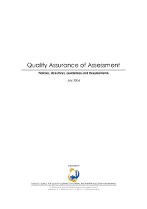 Quality Assurance of Assessment