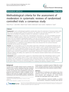 Methodological criteria for the assessment of moderators in