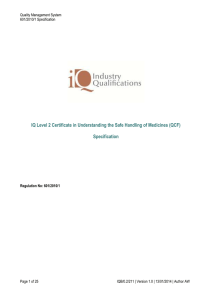 IQ Level 2 Certificate in Understanding the Safe Handling of Medicines