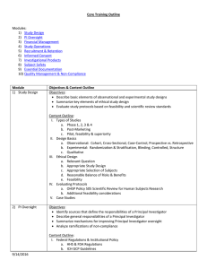 8/24/2015 Core Training Outline Modules: 1) Study Design 2) PI