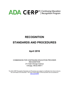 ADA CERP Recognition Standards and Procedures