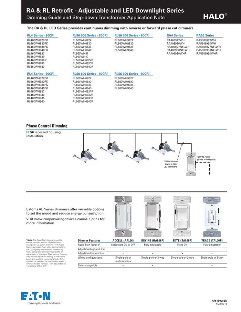 Halo RL560WH6827 Dimmer Compatibility