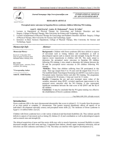 Perceptual motor outcomes in Egyptian Down syndrome children
