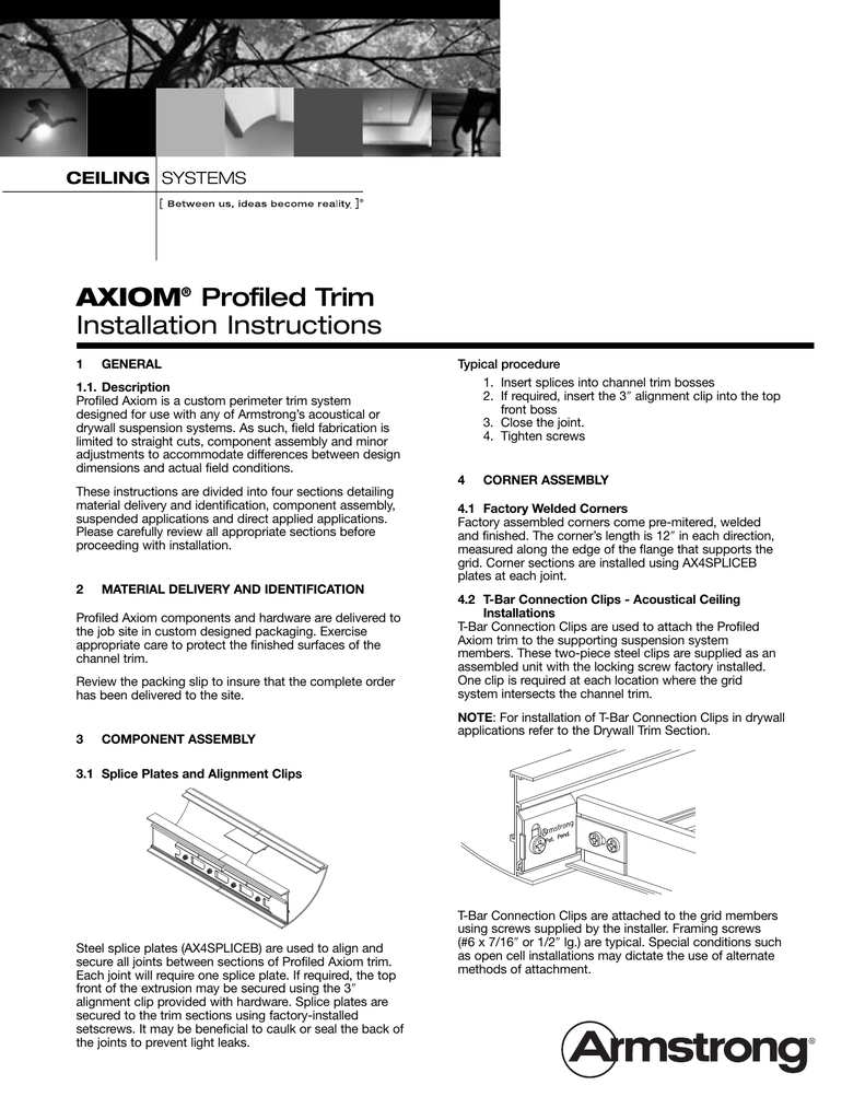 Axiom Profiled Perimeter Trim Installation Instructions