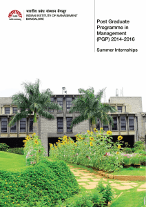 PGP 2014-16 Summer Internship Glimpses