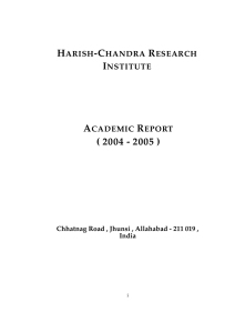 HARISH-CHANDRA RESEARCH INSTITUTE ACADEMIC REPORT