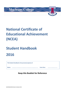 (NCEA) - Student Handbook 2016