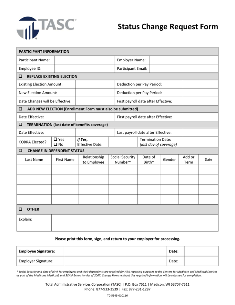 Employee Status Change Request Form Download Printable Pdf