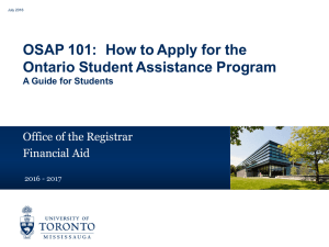 OSAP 101 - University of Toronto Mississauga