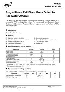 Single Phase Full-Wave Motor Driver for Fan Motor AM3933